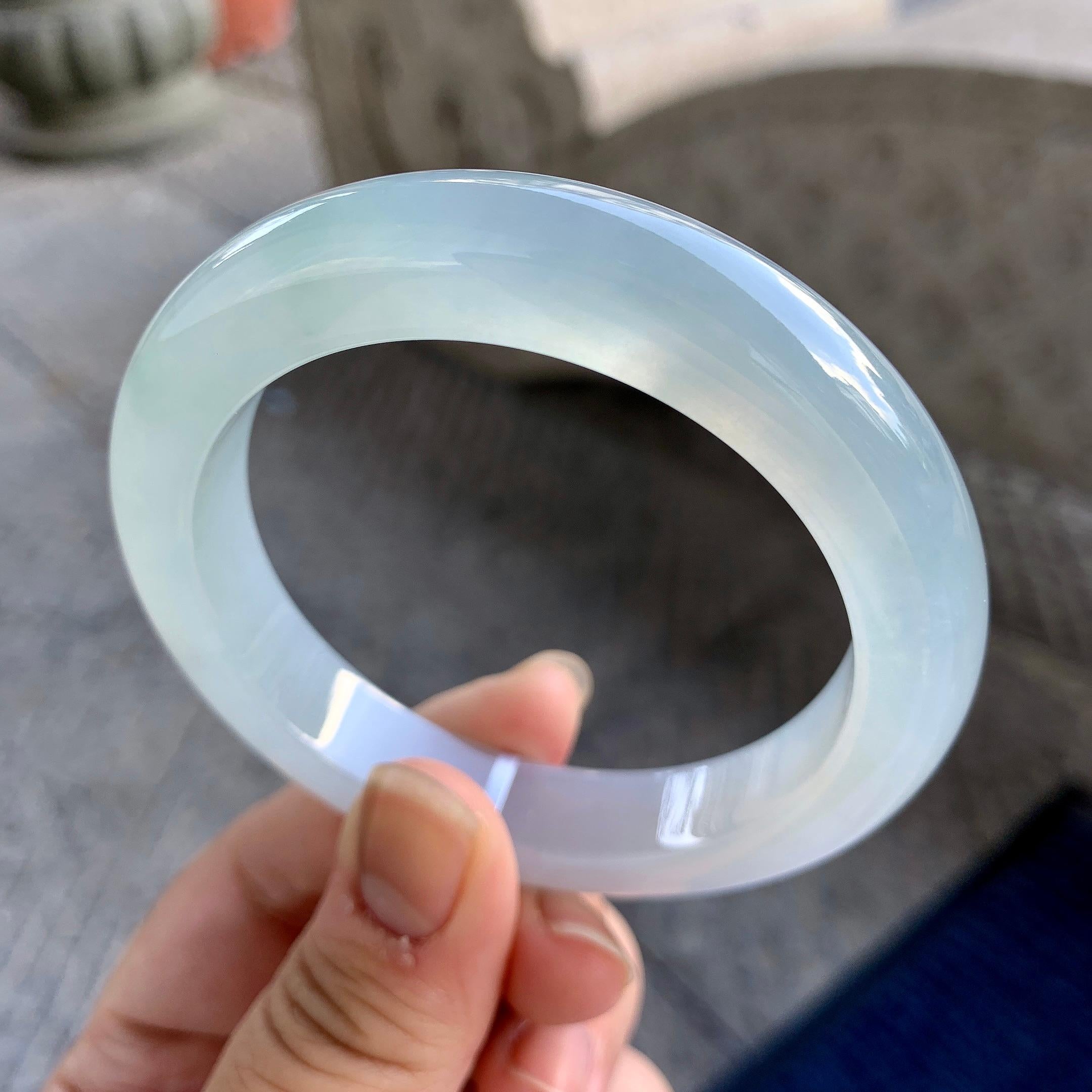 糯冰种淡晴底平安镯（57mm）（yc223266）