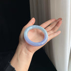 糯冰春带彩翡翠圆条手镯（54mm)（yc389543）