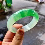 冰种飘花宽版轮胎手镯（57.7mm）（yc297923）