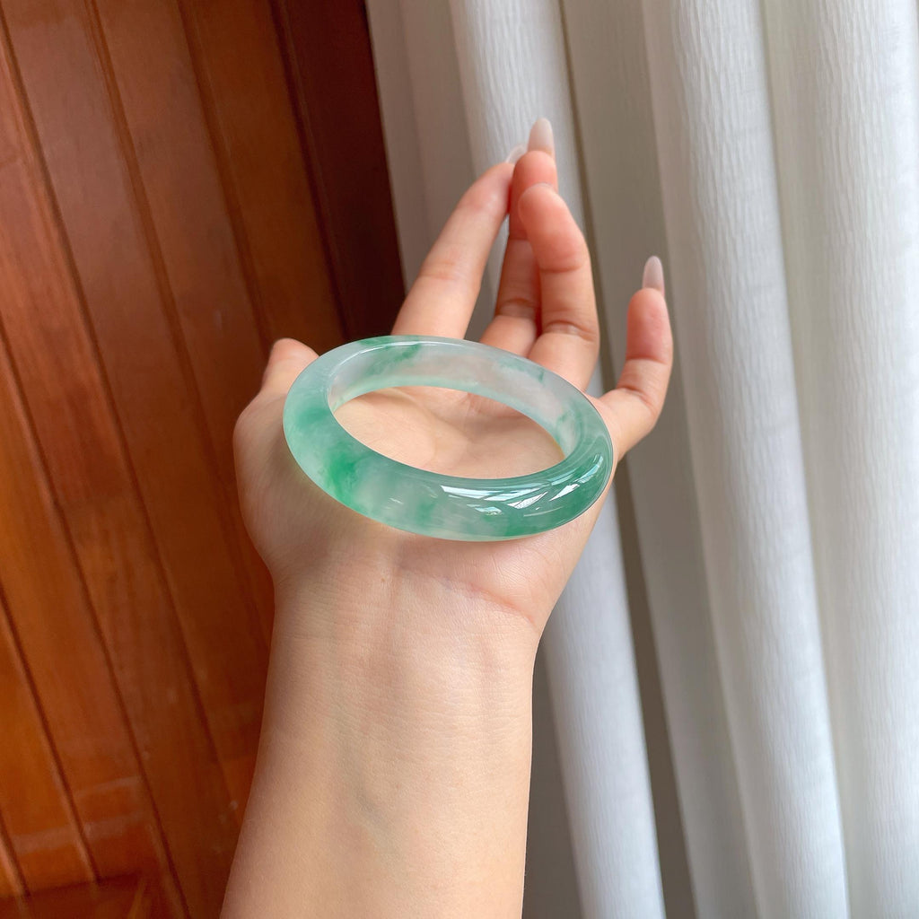 冰种飘花翡翠平安镯（54mm）（yc310326）