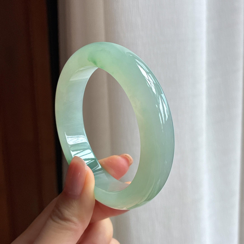 冰种晴底飘花翡翠平安镯（54.8mm)（yc424261）