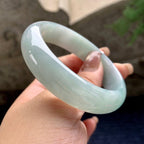 大圈口 细糯种淡晴底宽版轮胎手镯 58.2圈口 天然缅甸A货翡翠（yc358884）