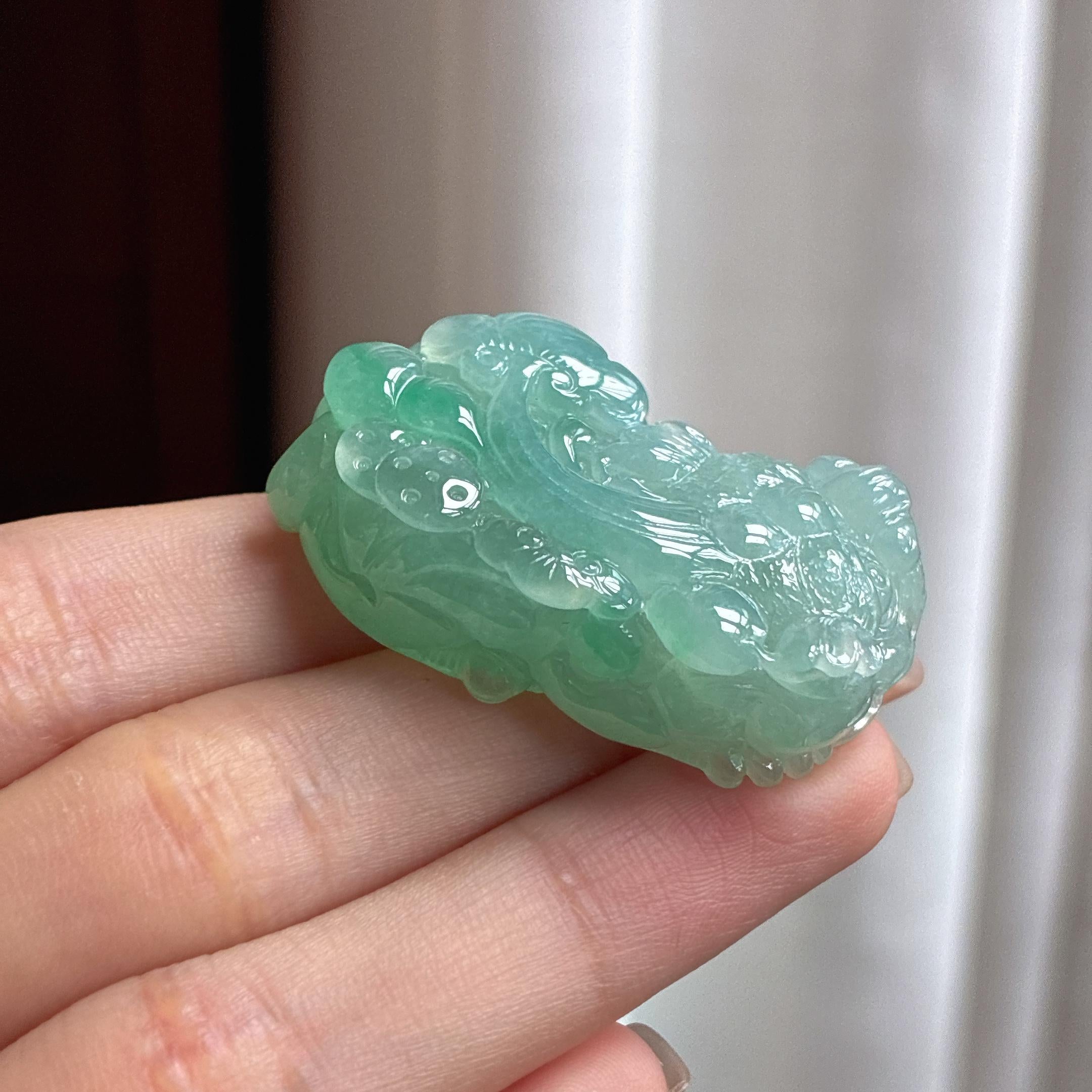 糯冰晴底貔貅 天然缅甸A货翡翠（yc454914）