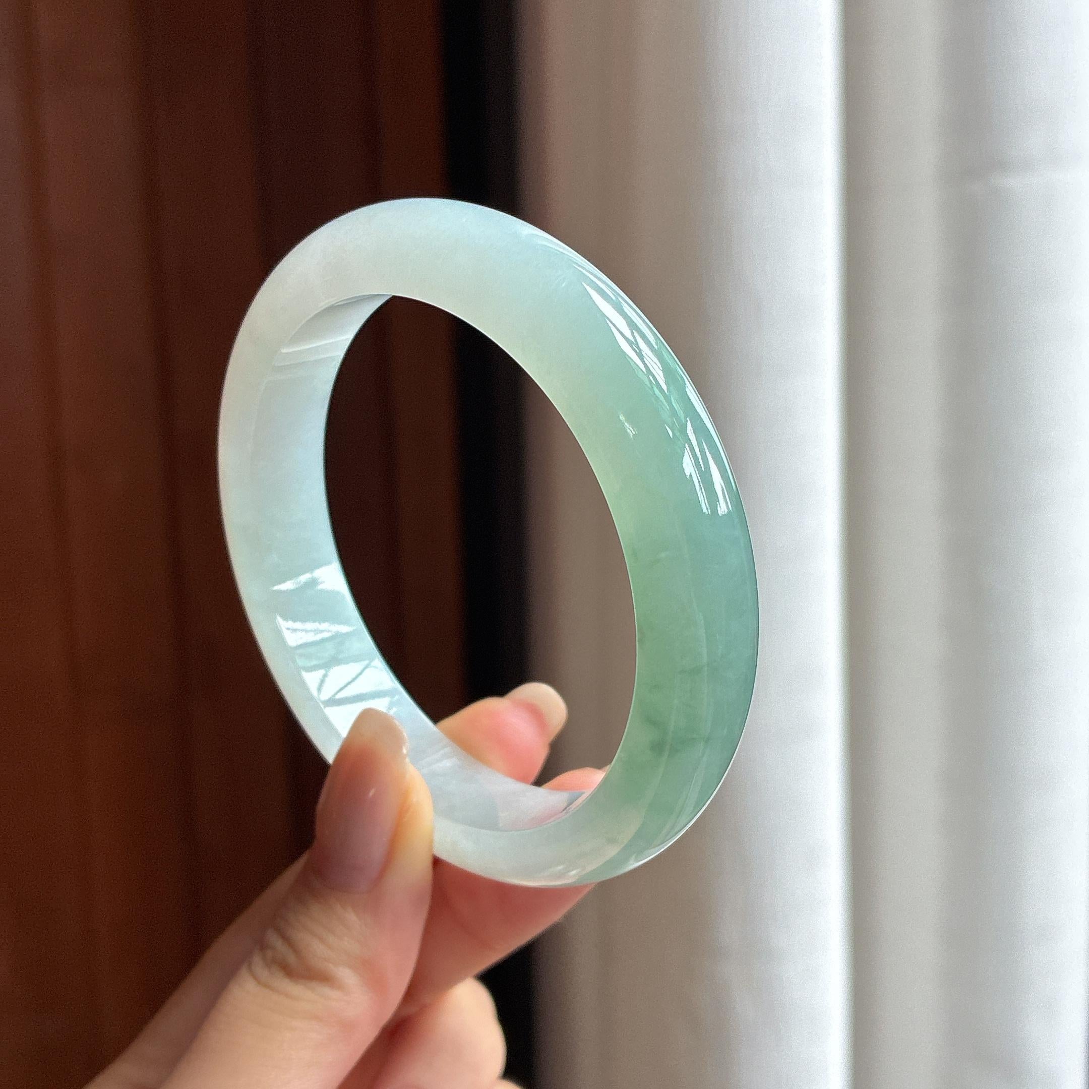 Vòng tay bình an vòng tròn đầy đặn màu sắc đá băng ngọc bích A Miến Điện tự nhiên 58 vòng (yc450379)