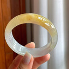 糯冰飘黄宽版翡翠平安镯（57.5mm）（yc177178）