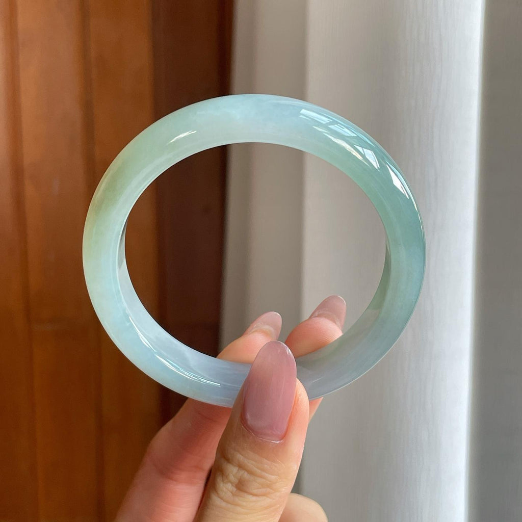 糯冰蓝晴底翡翠平安镯（56.5mm）（yc286516）
