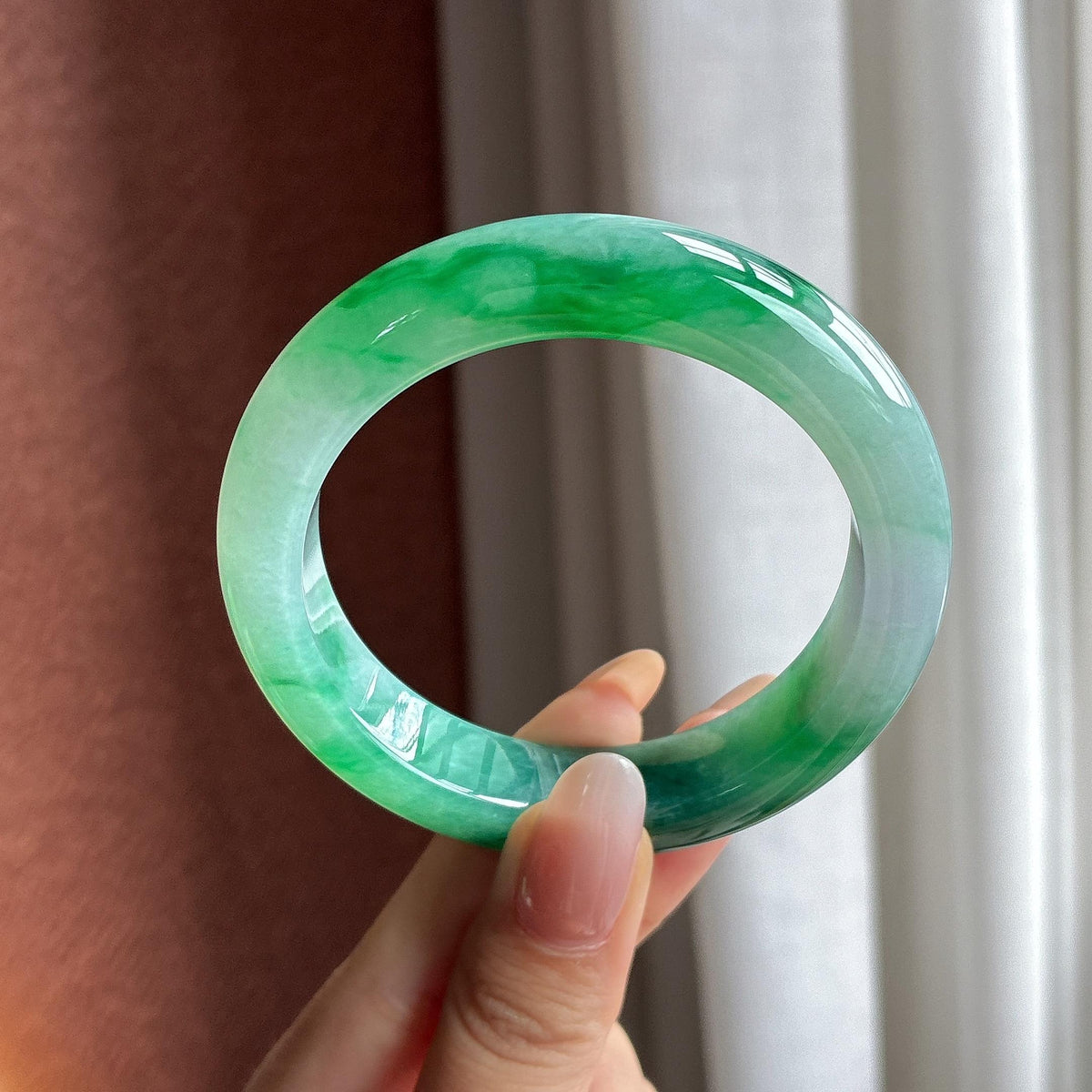 冰种带色正圈平安镯 55圈（yc750715）
