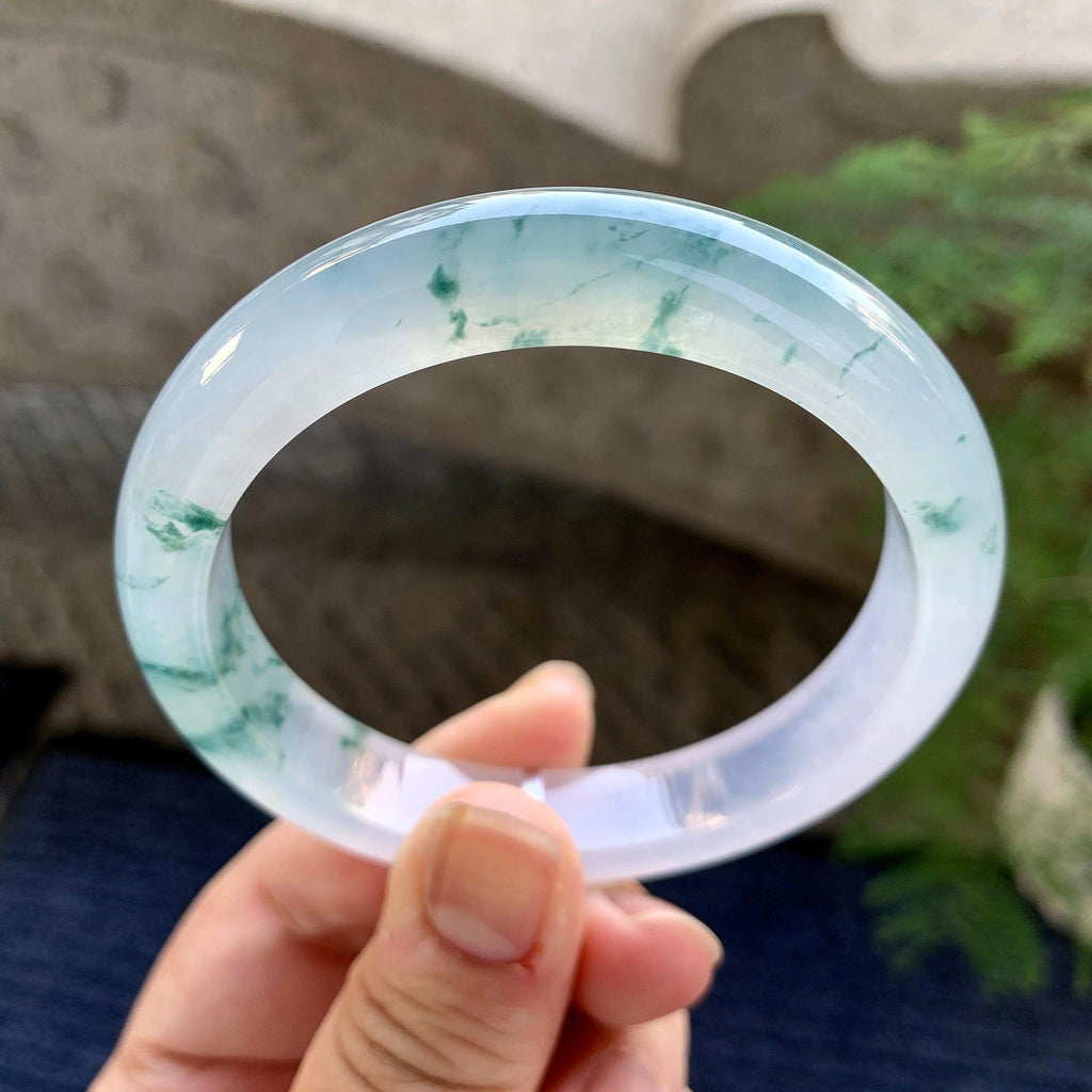 糯冰种飘花平安镯（58mm）（yc249462）