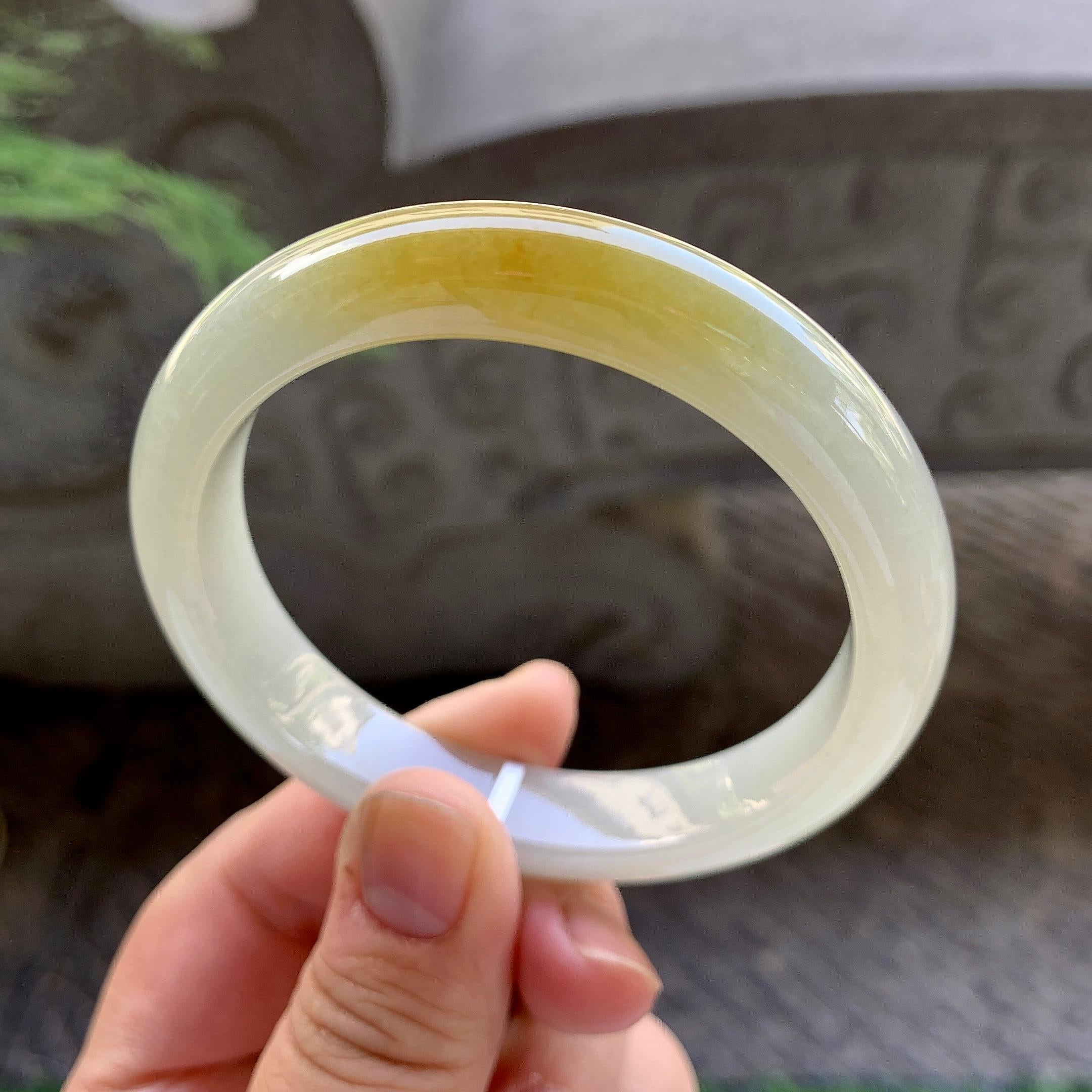 细糯种黄翡平安镯（57.5mm）（yc199583）