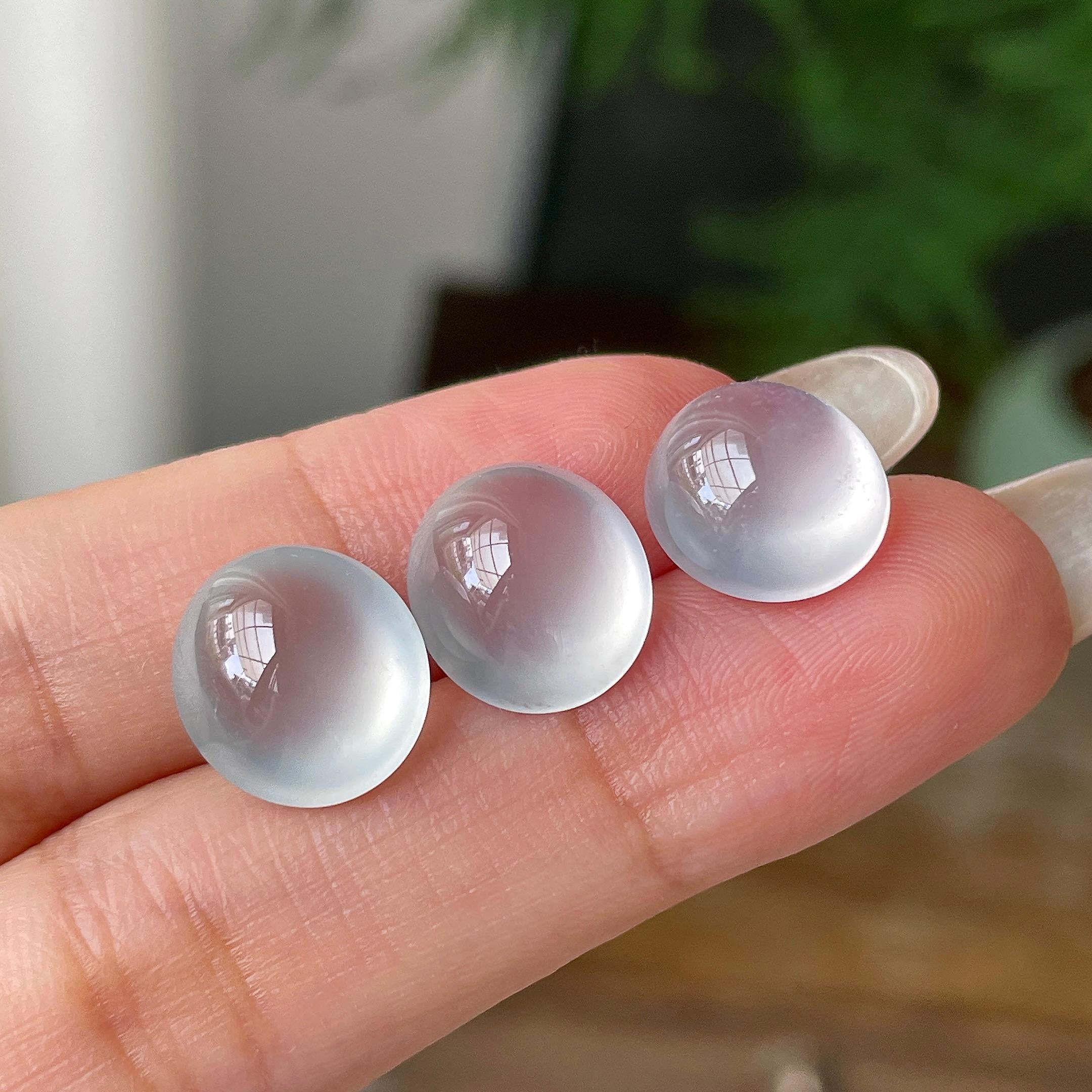 冰种无色蛋面裸石一手（可单出）    天然缅甸A货翡翠（yc356861）