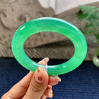 糯冰种满绿圆条手镯（54.6mm）（yc243443）