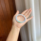 糯冰春带彩翡翠圆条手镯（53.5mm）（yc318676）
