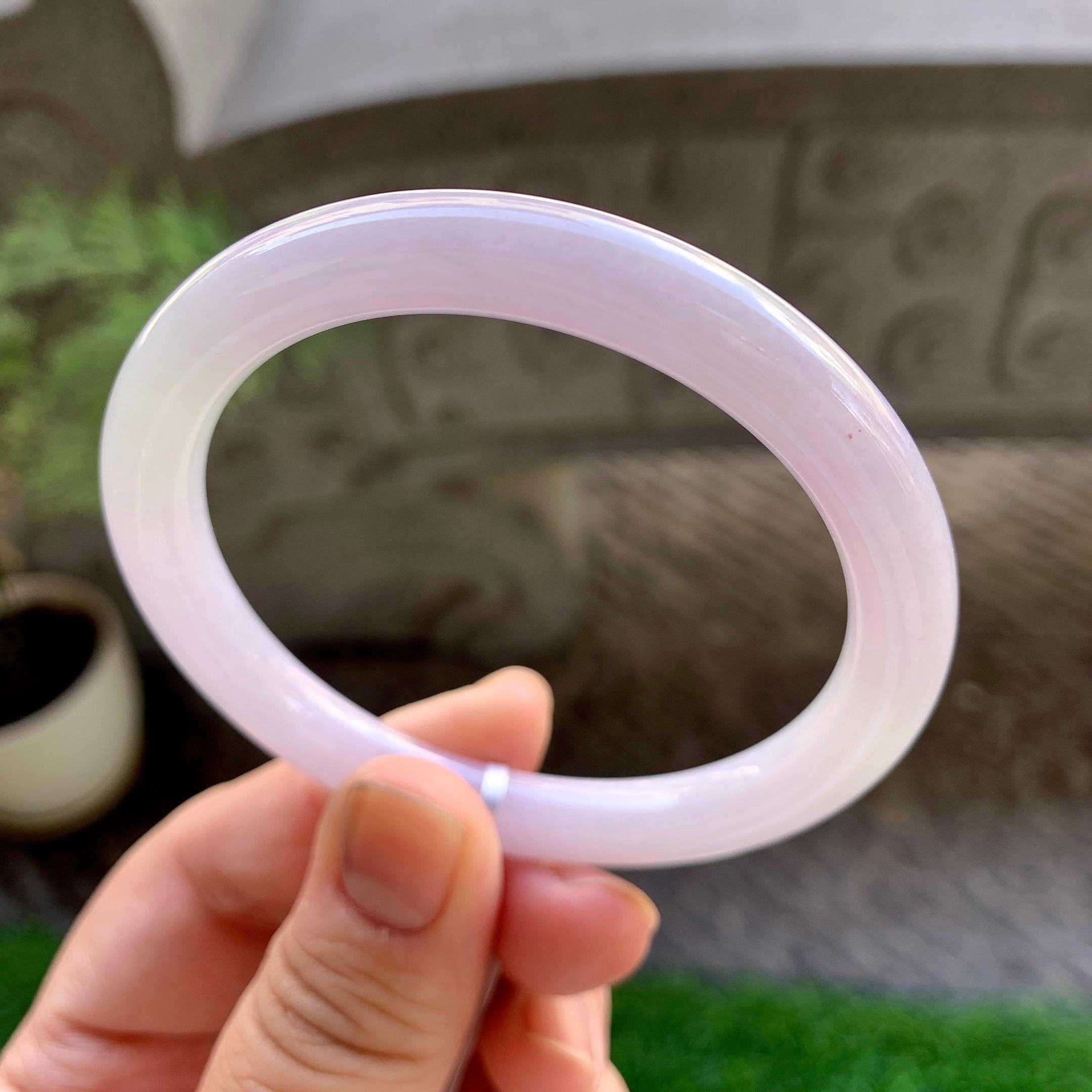 细糯种淡粉底圆条手镯（54.6mm）（yc229793）
