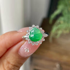 18k金钻镶糯冰种满绿葫芦戒指       天然缅甸A货翡翠（yc431674）