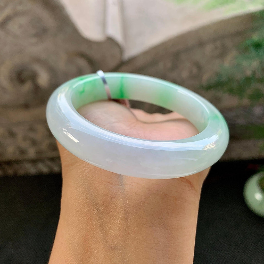 细糯种飘绿平安镯（56mm）（yc264525）