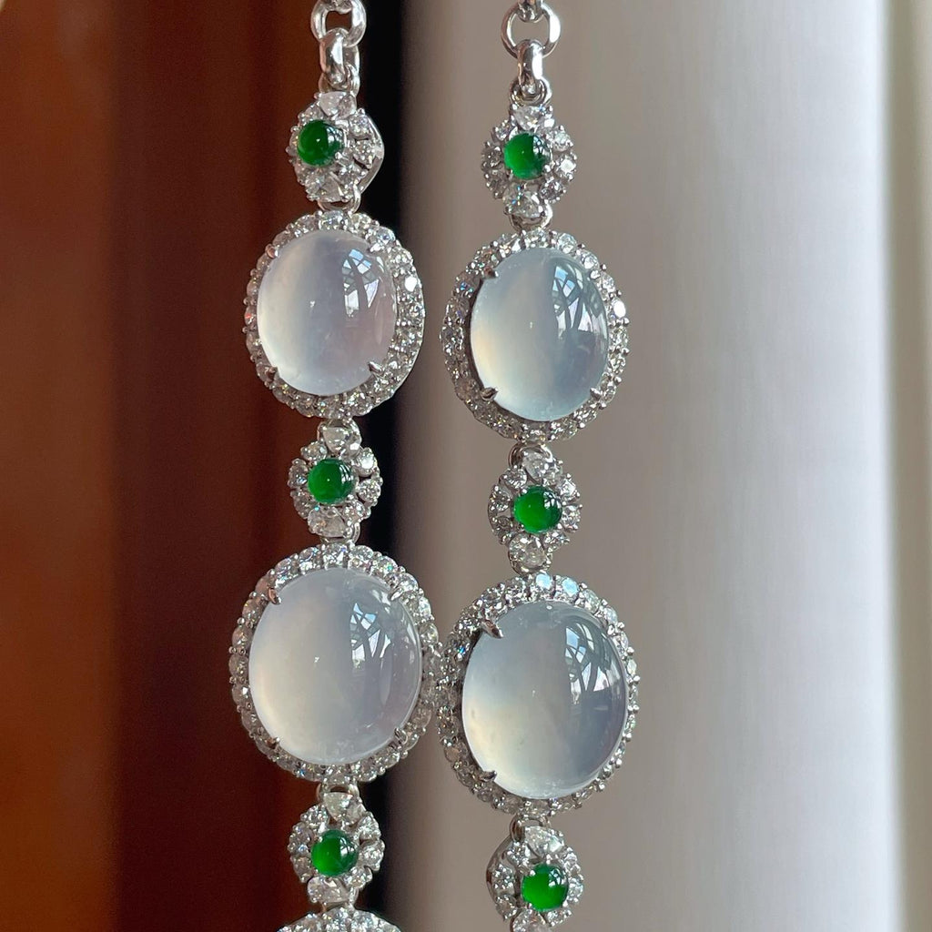 18k金镶冰种翡翠套链套装（yc251678）