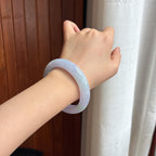 大圈口 细糯种春带彩正圈平安镯 58圈 天然缅甸A货翡翠（yc455113）