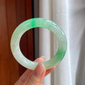 糯冰带色圆条翡翠手镯（56.3mm）（yc414703）