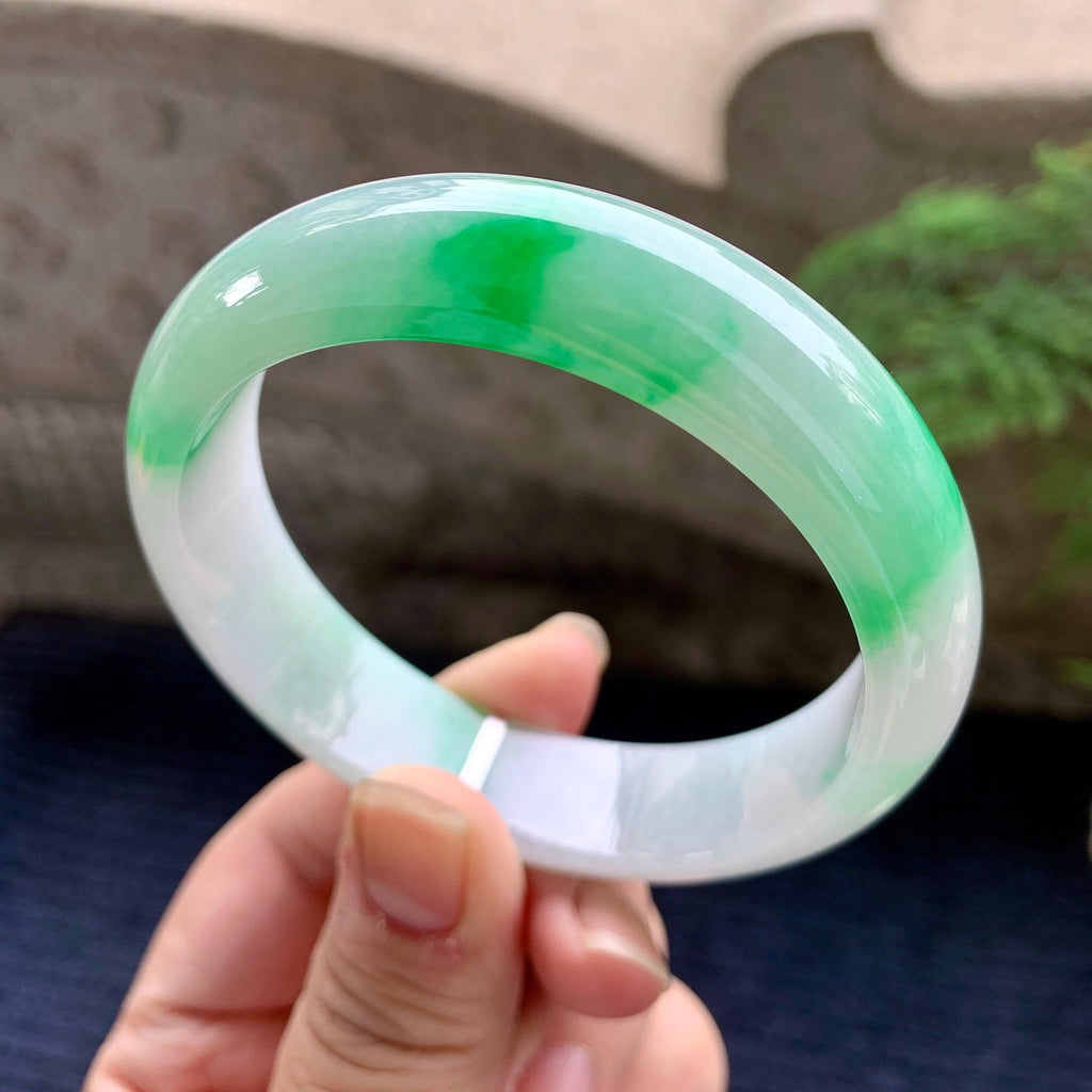 细糯种飘阳绿宽版轮胎手镯（58.4mm）（yc253746）