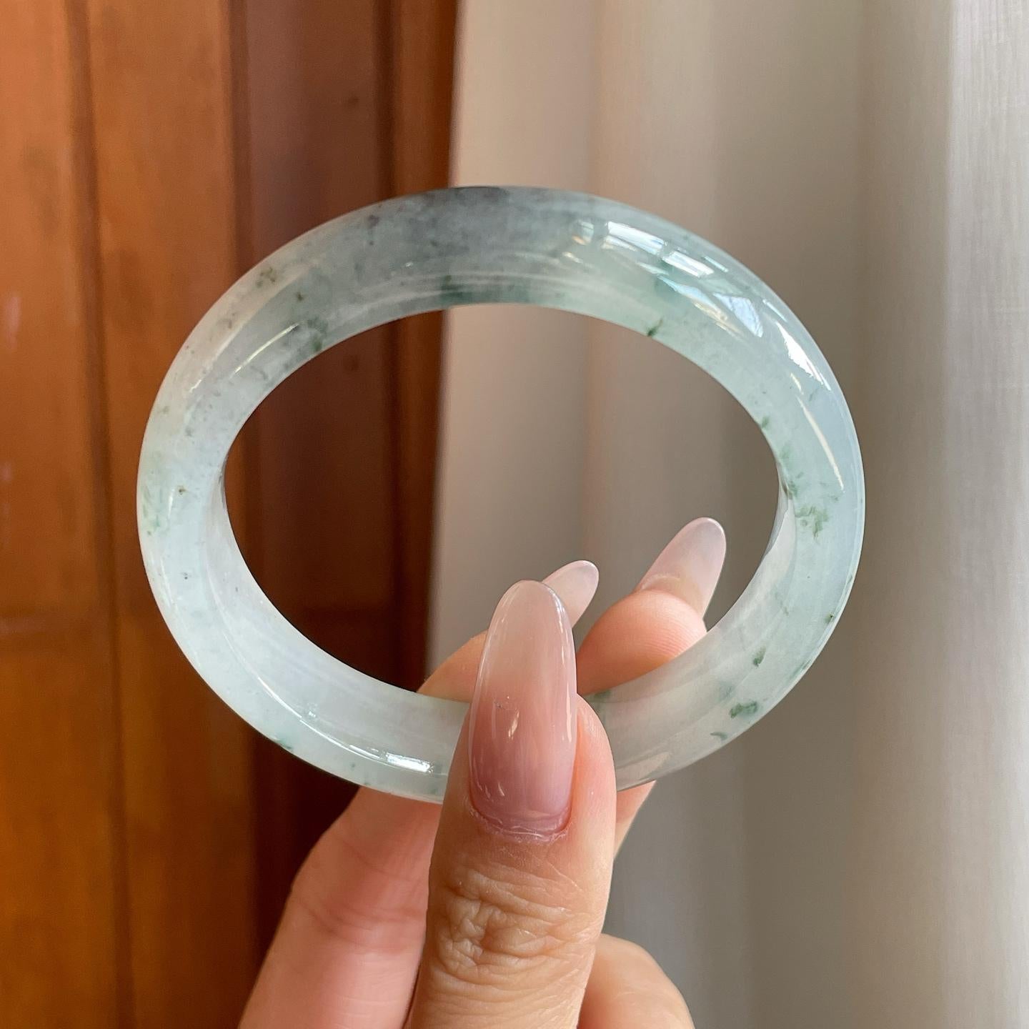 冰种乌鸡翡翠平安镯（54.3mm）（yc279879）