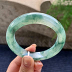 糯冰种飘蓝花正圈平安镯 56.8圈口 天然缅甸A货翡翠（yc352945）