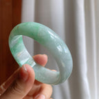 糯冰带色翡翠平安镯（51.5mm）（yc216046）