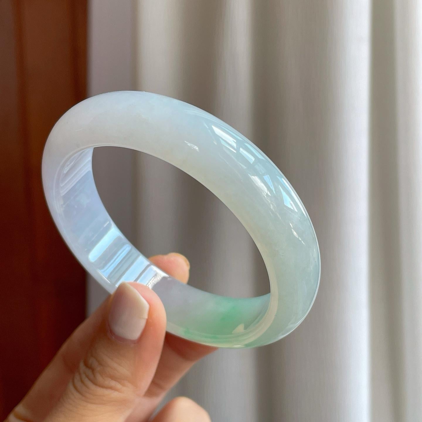 糯冰带色翡翠平安镯（58.8mm）（yc254961）