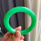细糯种满阳绿圆条手镯（53.8mm）（yc195911）