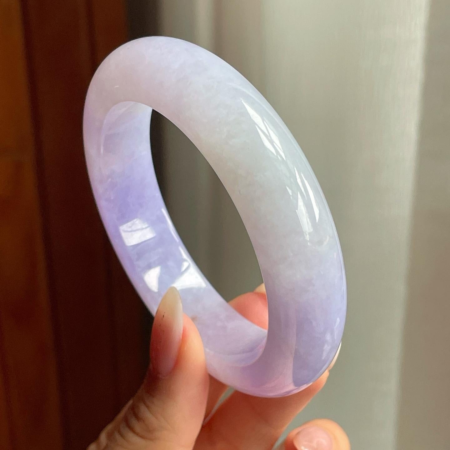 糯冰种紫罗兰翡翠平安镯（56mm）（yc206755）