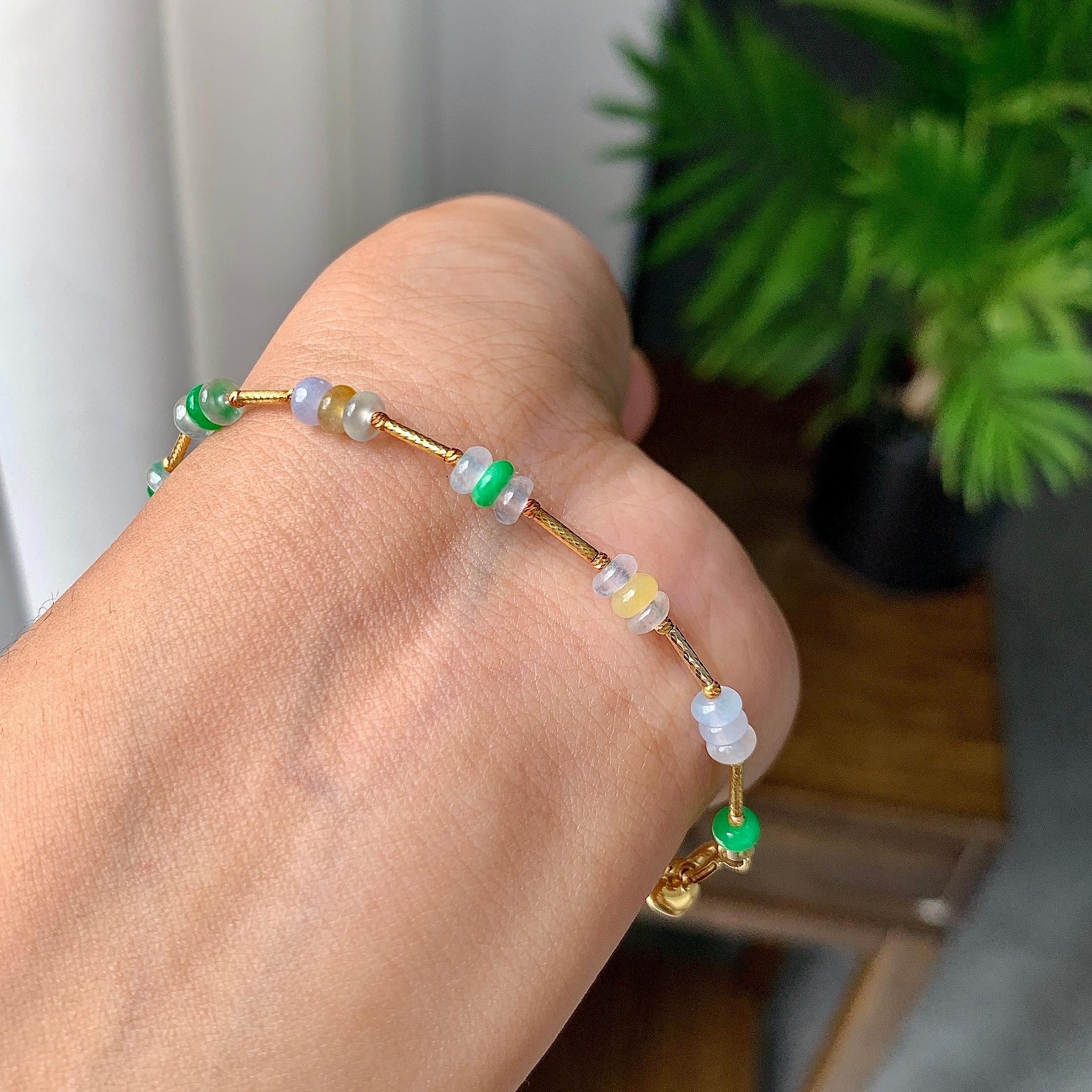 糯冰种多彩算盘珠手链（yc207283）