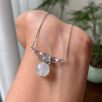 18k金钻镶糯冰种无色圆珠项链   天然缅甸A货翡翠（yc319028）