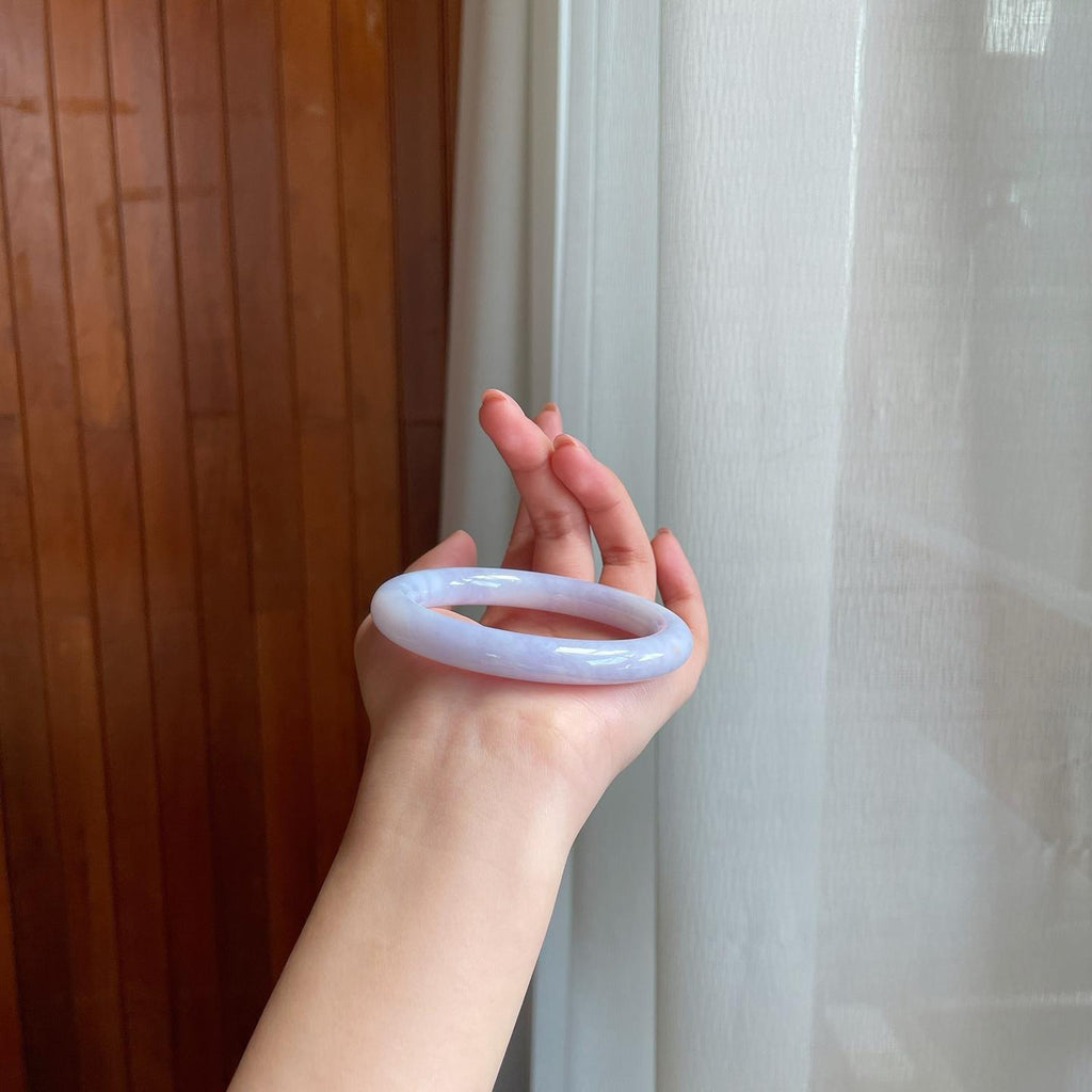 糯冰紫罗兰翡翠圆条手镯（56.5mm)（yc323239）