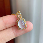 18k金钻镶冰种无色翡翠蛋面（yc255696）