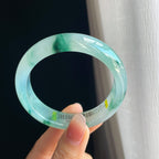 冰种飘花翡翠平安镯（56.5mm)（yc323144）