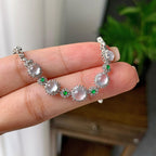 18k金钻镶冰种无色蛋面手链（yc215981）