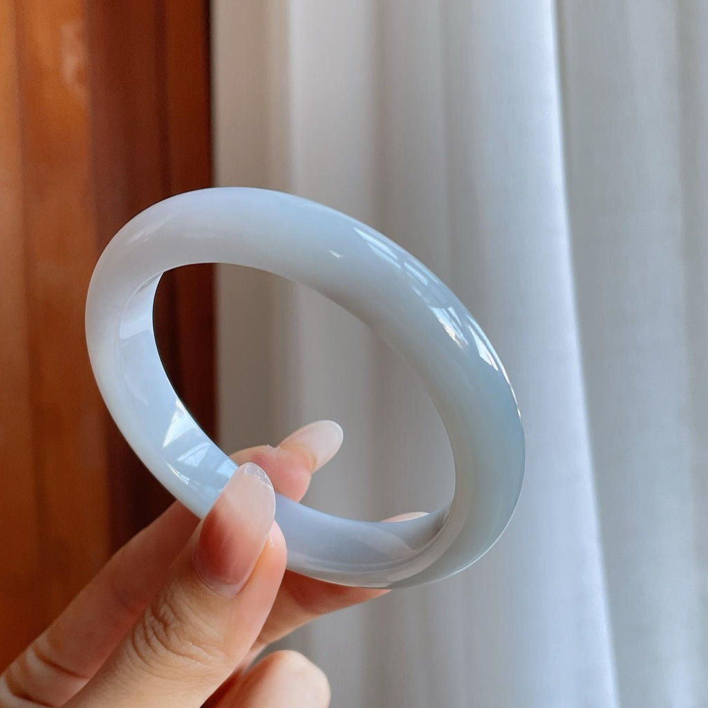 细糯冰淡底色翡翠平安镯（58mm）（yc274434）