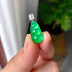 18K金钻镶冰种满绿福豆吊坠（yc257221）