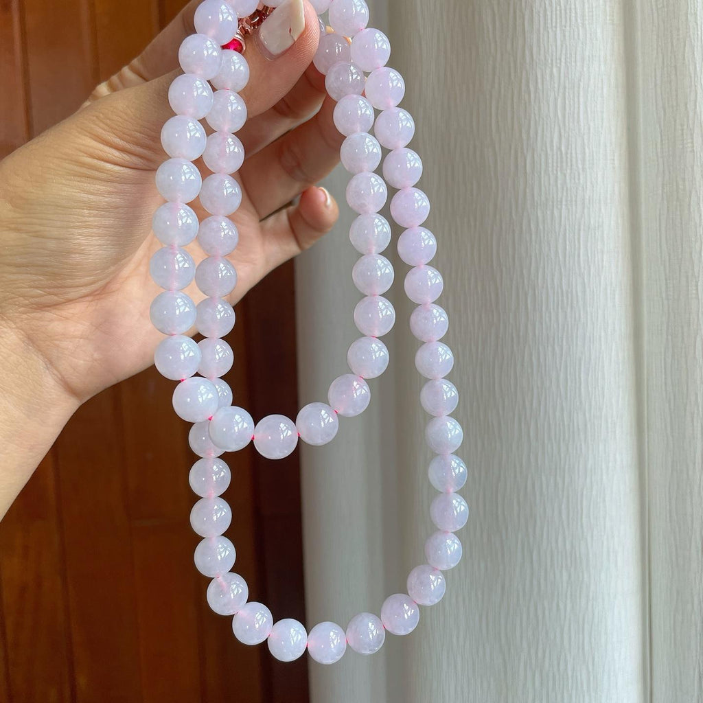 糯冰淡春底翡翠珠串项链（yc257271）