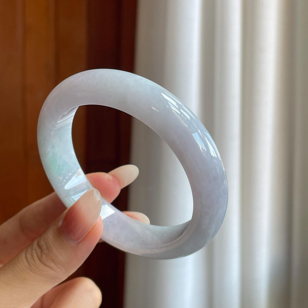 糯冰带色翡翠平安镯（56.5mm）（yc264148）