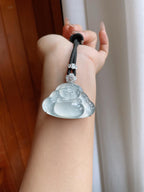 18k金镶冰玻种无色翡翠佛公（yc233170）