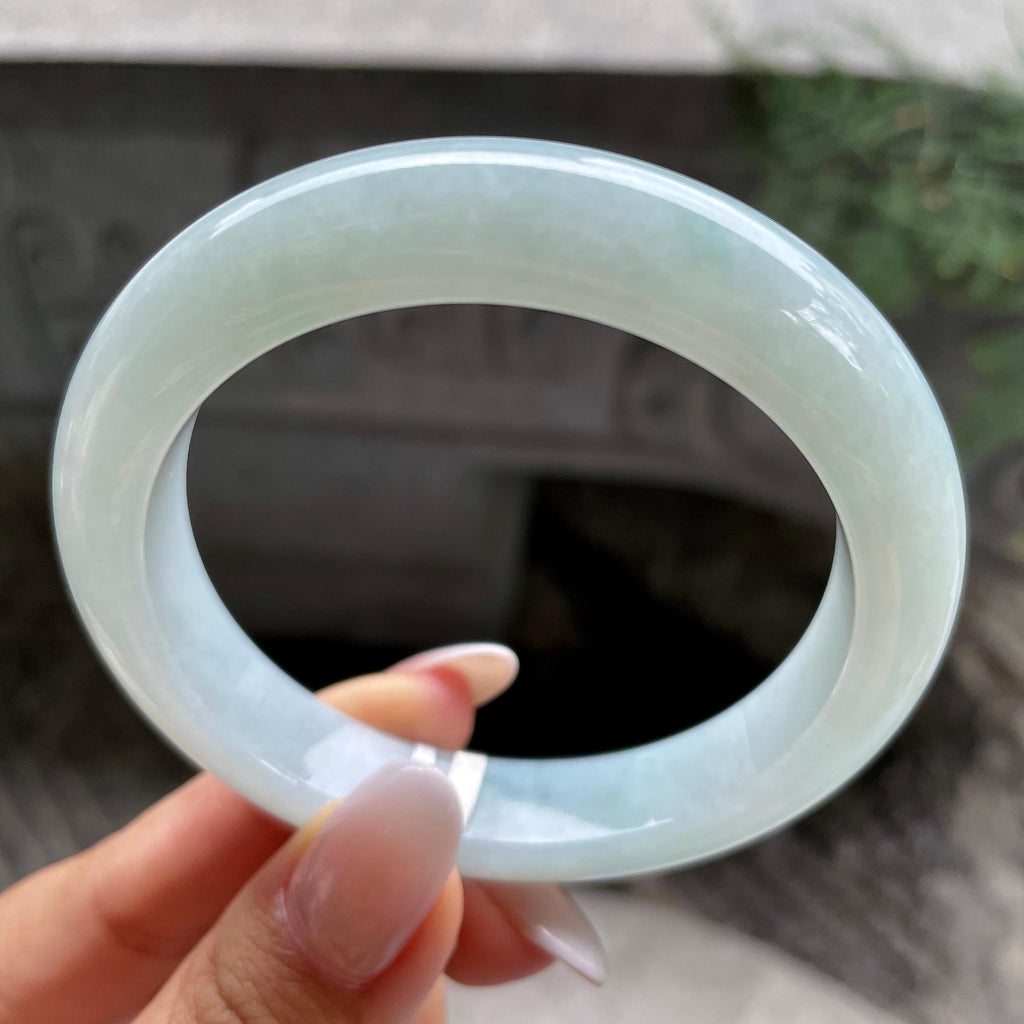 细糯种淡晴底正圈平安镯56.3圈          天然缅甸A货翡翠（yc407876）