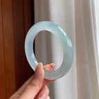 冰种蓝晴翡翠圆条手镯（56.2mm)（yc414476）