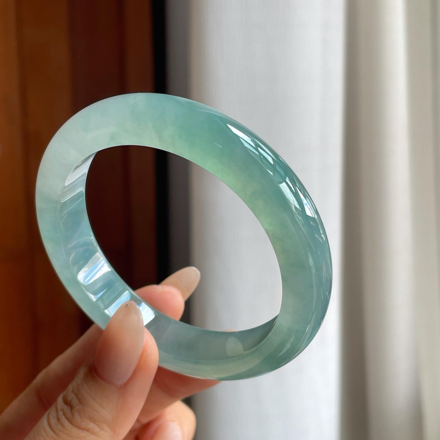 冰种蓝底翡翠平安镯（56.6mm）（yc238193）