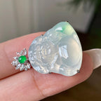 18k金钻镶冰种飘绿花佛公吊坠    天然缅甸A货翡翠（yc346953）
