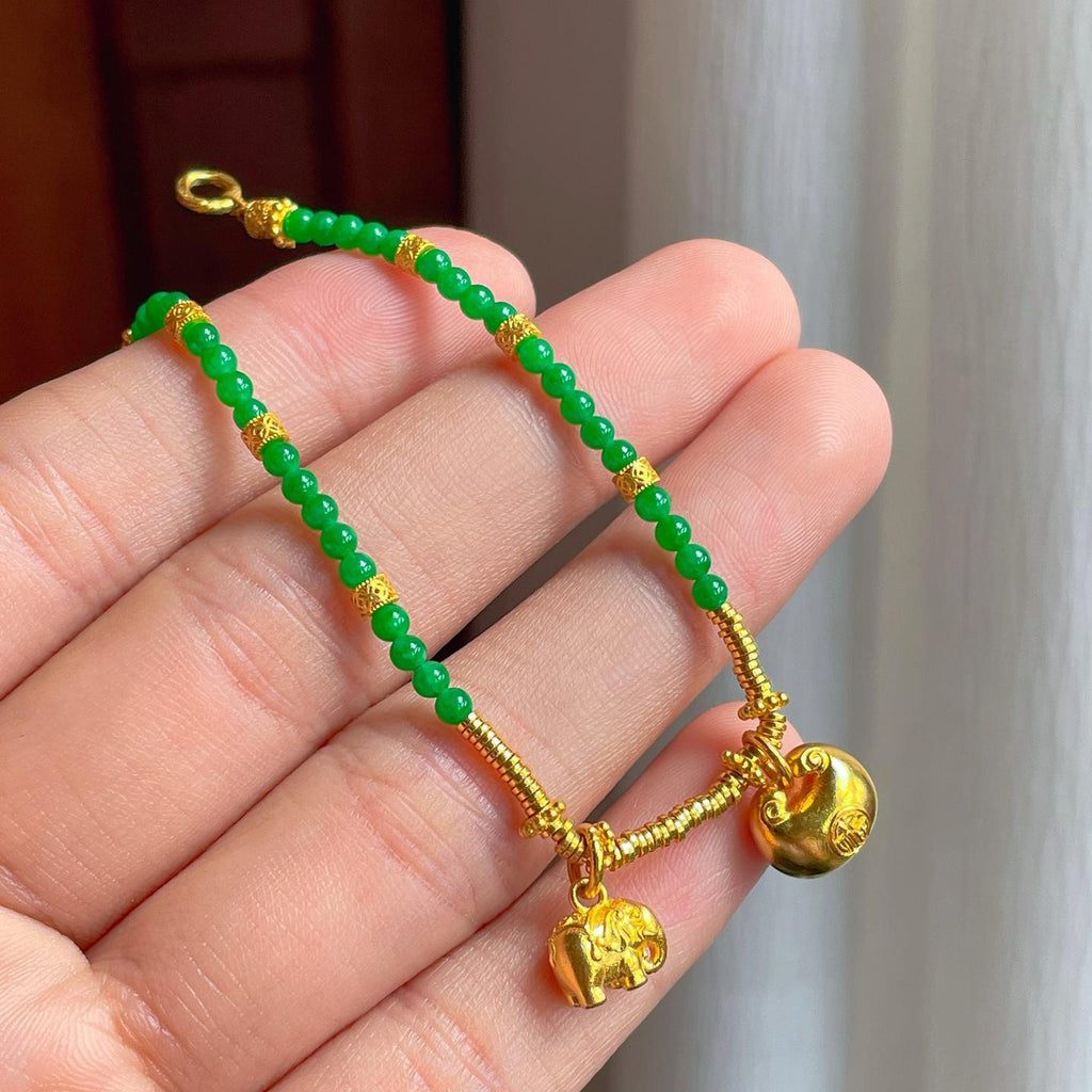 足金翡翠小米珠翡翠手链（yc248538）