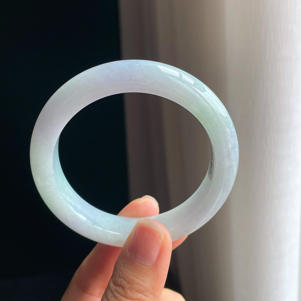 糯冰带色翡翠平安镯(56mm)（yc348932）