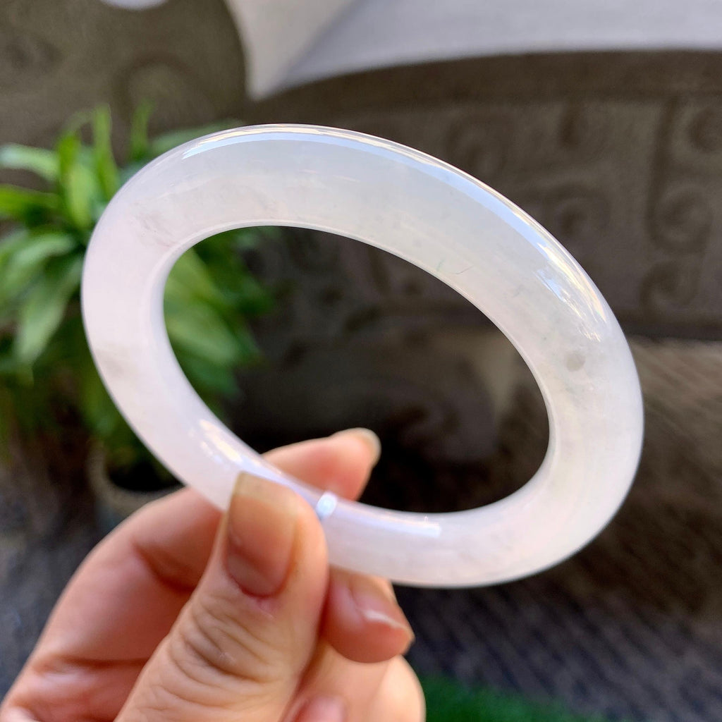 糯冰种飘花圆条手镯（54.7mm)（yc307333）