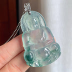 18k金扣冰种飘花翡翠观音（yc251057）