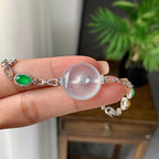 18k金冰种无色平安扣手链（yc231060）