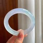 冰种淡春带彩翡翠平安镯（54.5mm）（yc344024）